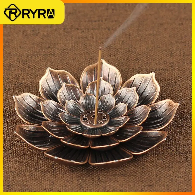 

1PC Alloy Incense Burner Holder Plate Buddhism Lotus Censer Bronze Nasturtium Incense Burner Teahouse Home Decoration