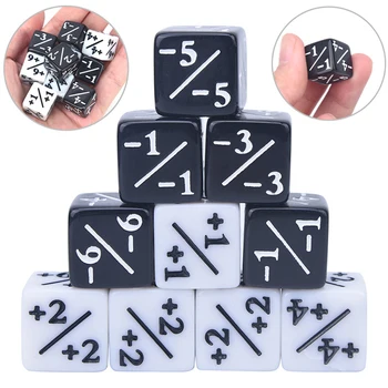 10Pcs 16mm 6 Side Dice Counters +1/-1 Dice Kids Toy Counting Dice For MTG, Magic The Gathering, Card Gaming,Token & Loyalty Dice 2