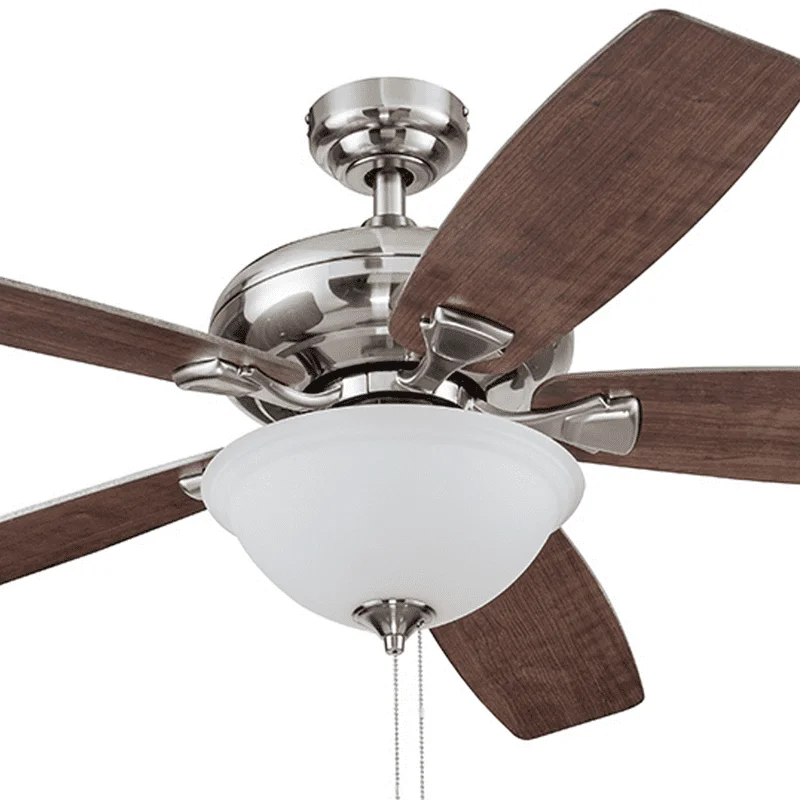 

Sleek and Modern 52" Satin Nickel 5-Blade Bowl Ceiling Fan - Perfect for Home and Office Decor