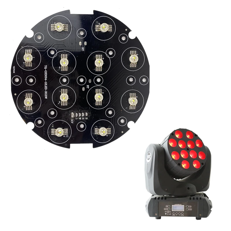 12x12 Вт RGBW 4 в 1 Светодиодная лампа с бусинами и источником энергии алюминиевая