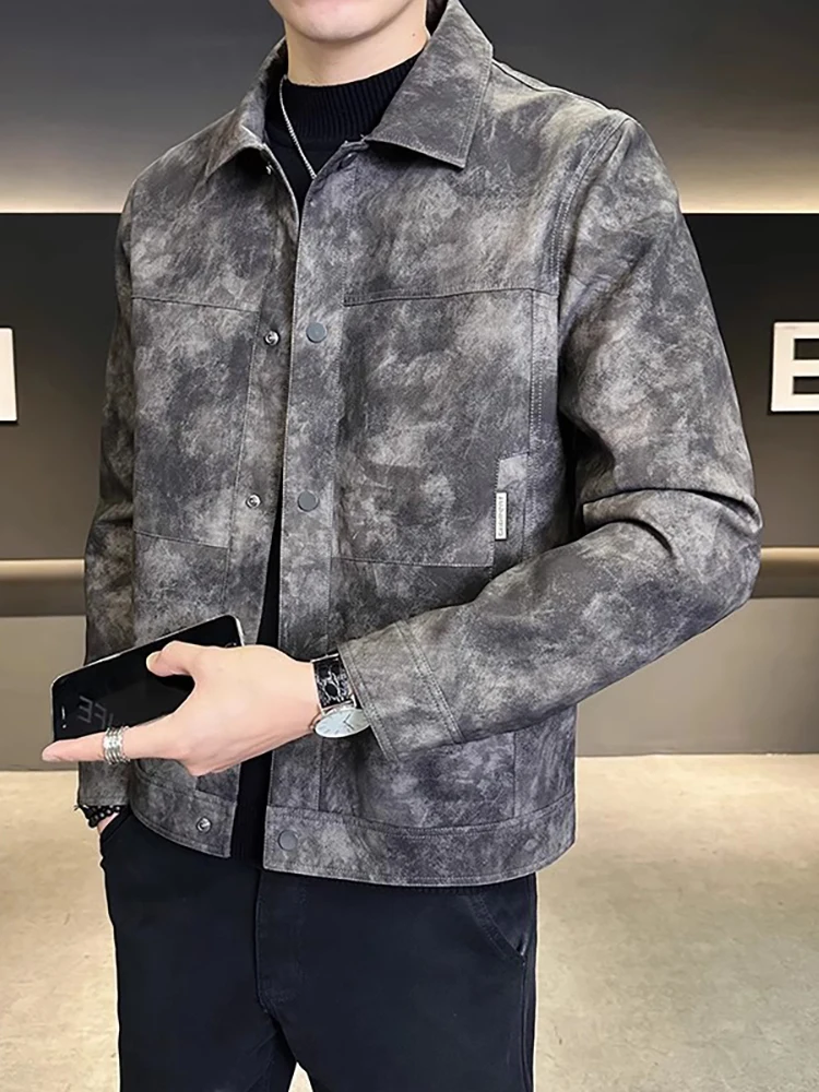 Кожаное пальто Верхняя одежда для мужчин 2024 новинка весны и осени модный бренд High