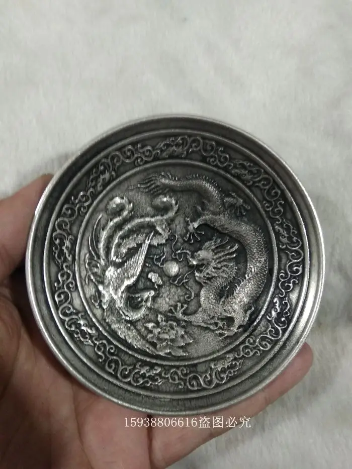 

Antique Bronze Collection Miao Yin Tibetan Silver, White Copper, Dragon and Phoenix Play Beads, Dishes, Dishes, Disks, Words, H