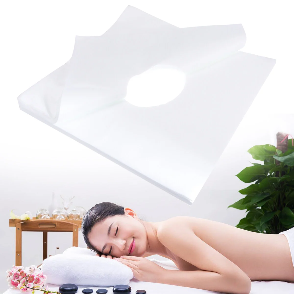 

200 Pcs Face Hole Pillow Disposable White Bed Sheets Pillowcase Neck Cushion Masks