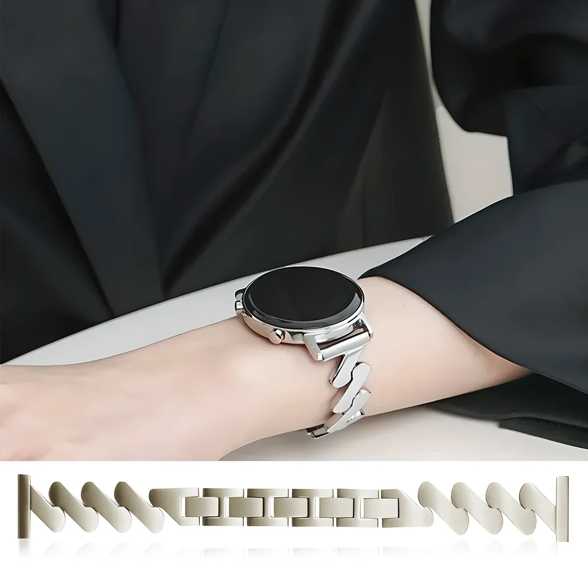 Фото Универсальный металлический волнистый ремешок 18/20/22 мм для Samsung Galaxy Watch 6/5/4 40, волнистый браслет из нержавеющей стали для Huawei Band GT4 41 мм №4