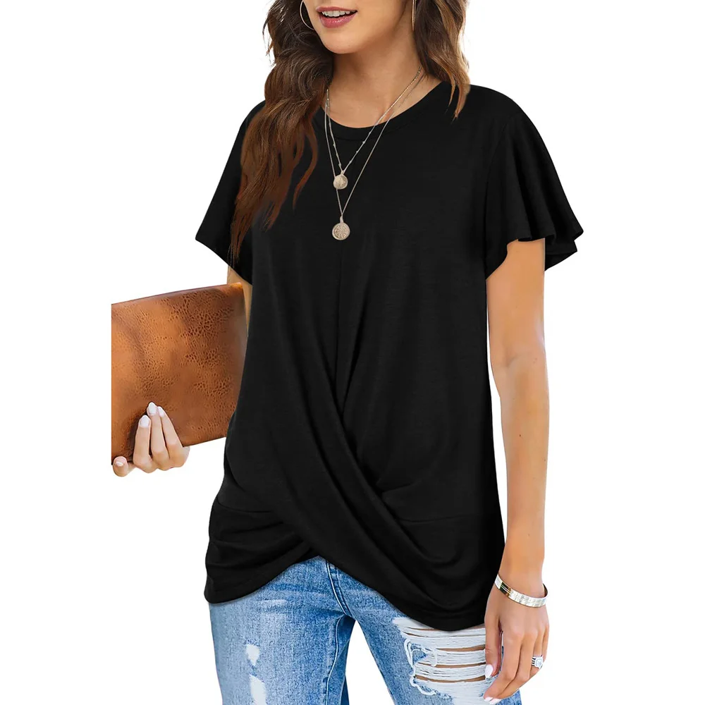 Женская футболка с круглым вырезом и коротким рукавом свободного покроя |