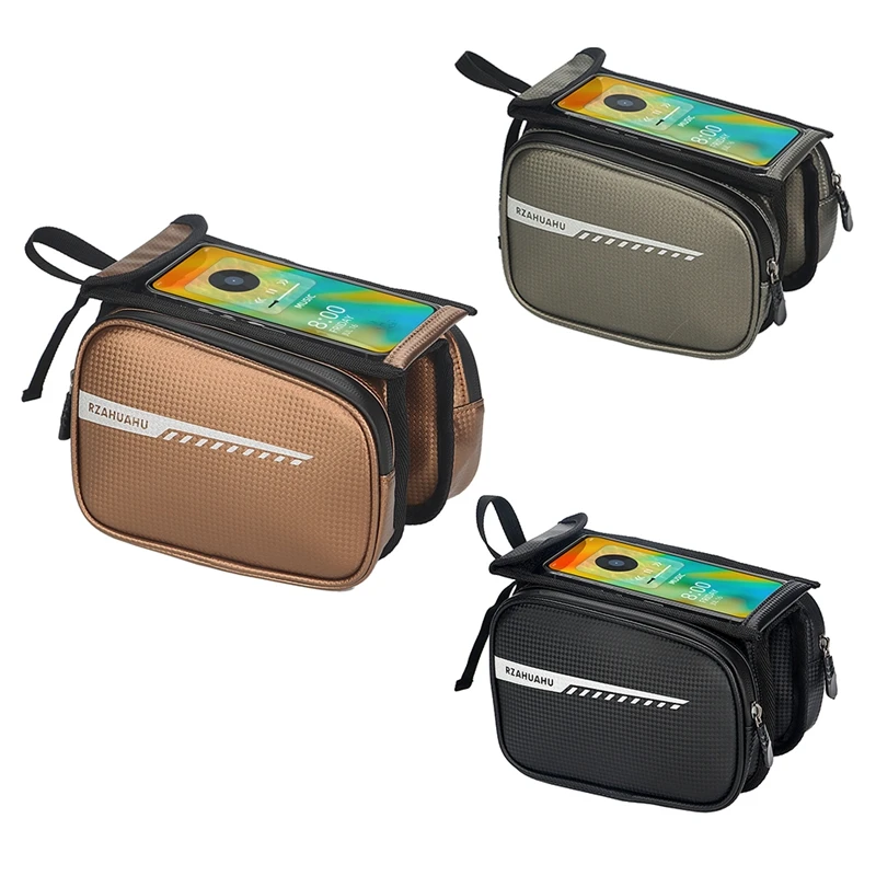 

RZAHUAHU Cycling Bike Top Tube Bag Rainproof MTB Bicycle Frame Front Head Cell Phone Touch-Screen Bag Pannier
