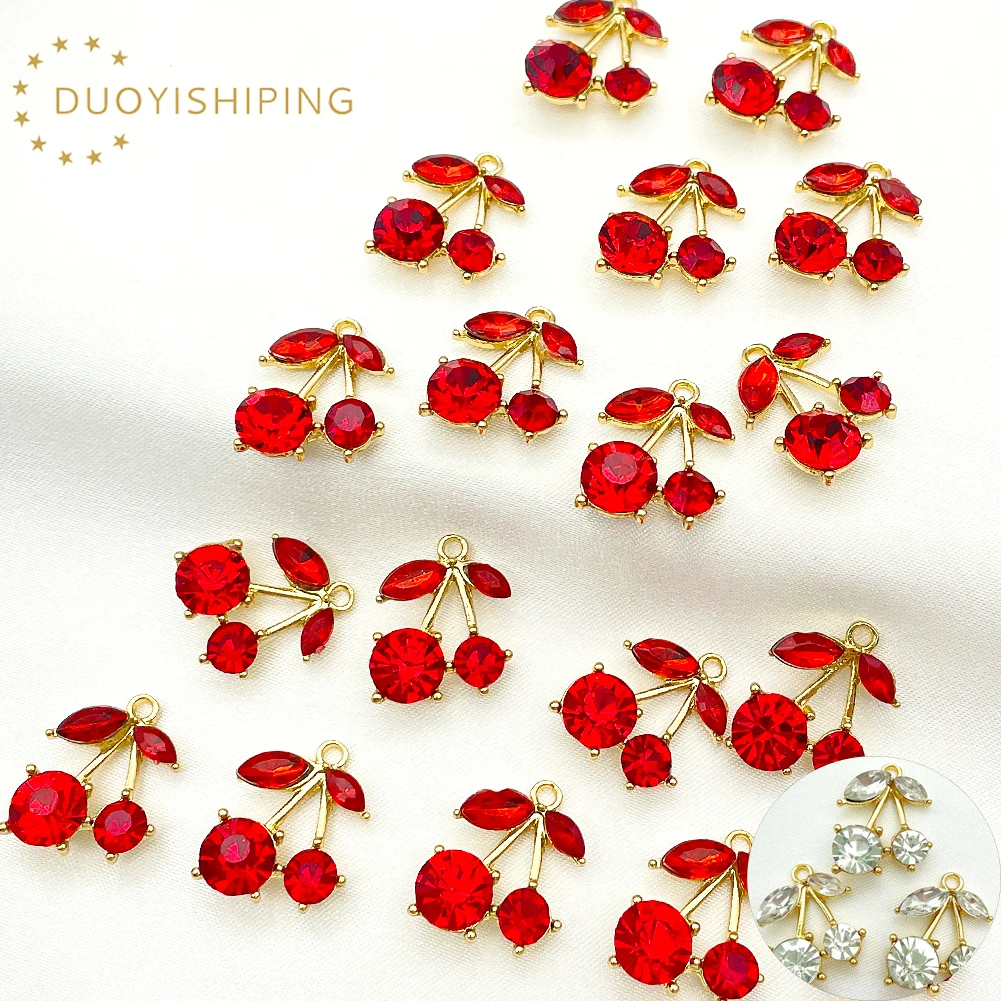 

10Pcs Red Clear Crystal Cherry Charm For Making DIY Fine Jewelry Fashion Earrings Pendant Necklace High Quality Accessories Bulk