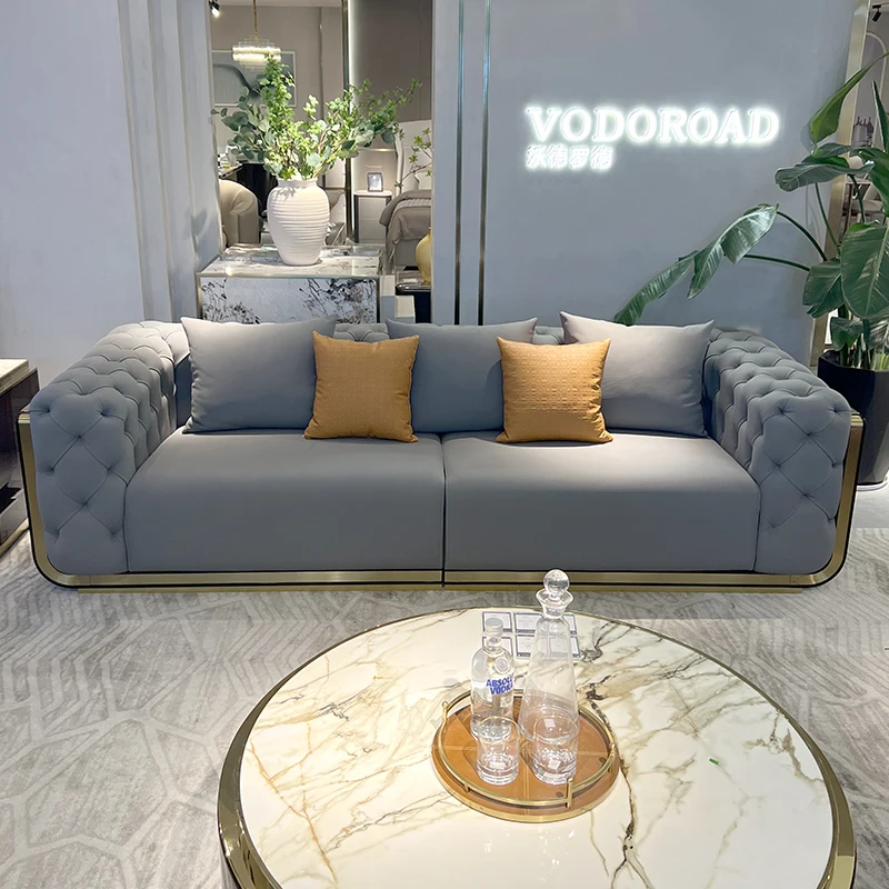 Современный итальянский роскошный диван под заказ Матовый кожаный большой