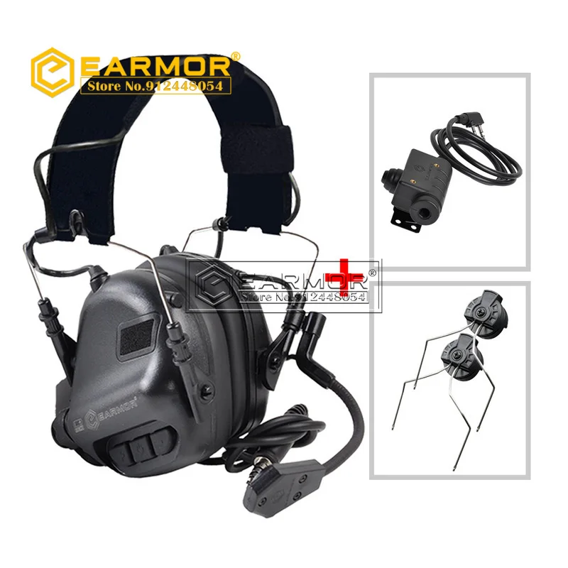 

EARMOR M32 MOD4 Tactical Headset & M51 PTT& ARC Rail Adapter One Sets for Fast Helmet ARC Rail Freely Change Head Mounted