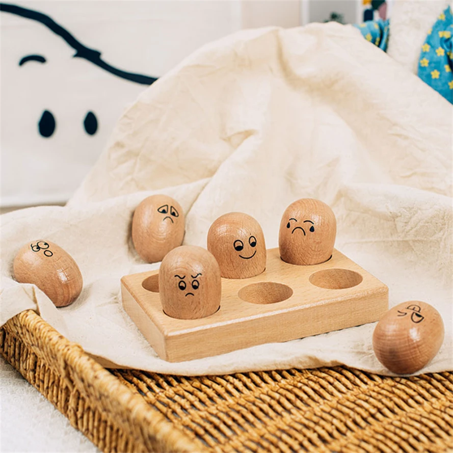 

Деревянные яйца головоломка Монтессори Emotion, Обучающие игрушки Монтессори для детей 3 лет, классные принадлежности, учебные пособия D86Y