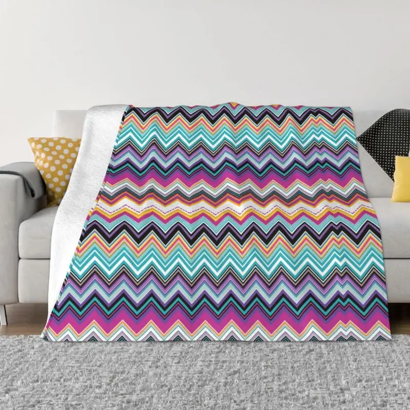 

Color Layers Zig Zag Blankets Warm Flannel Bohemian Camouflage Modern Throw Blanket for Home Bedroom Sofa