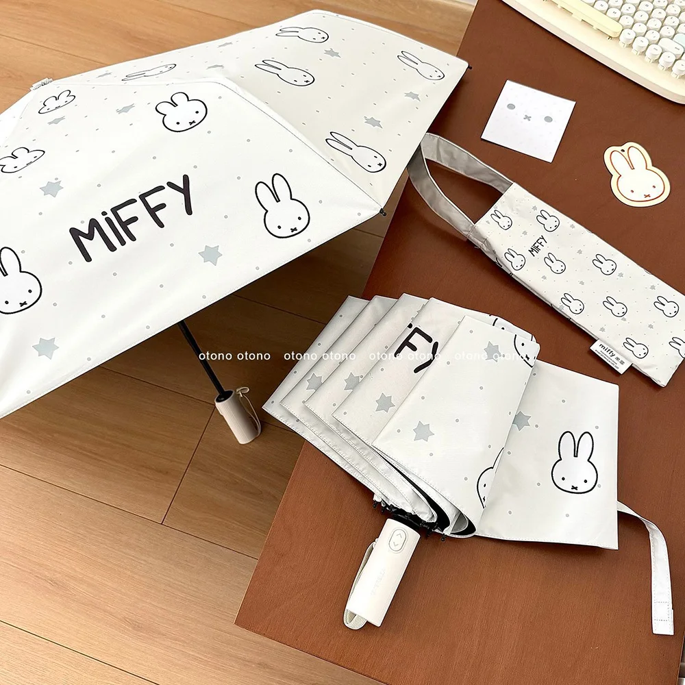 Фото Складной зонт Kawaii Miffy с милым кроликом, ручное открывание/закрывание, компактный, защита от дождя и солнца, УФ-защита, легкий, портативный, подарок для девочки №5