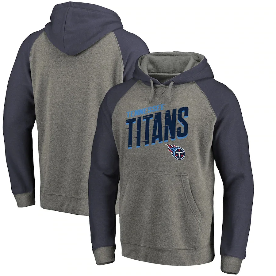 

Tennessee Men Hoodies sweatshirt Pro Line by Fanatics Branded Slant Strike Tri-Blend Raglan Pullover football Titans Hoodie Grey