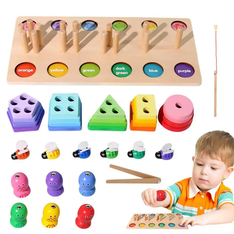 

Wooden Shape Sorter Toy Shape Stacker Color Recognition Toy Preschool Educational Toys Montessori Game For Boys Girls Early