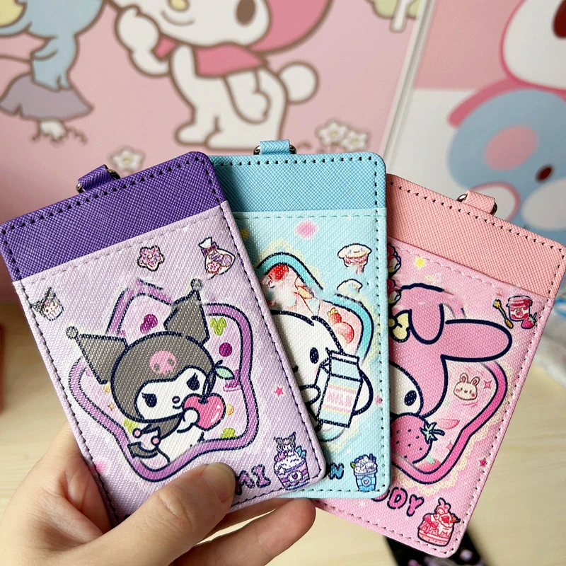 

Anime Sanrio Card Holder Cinnamoroll Accessories Cute Kawaii Pu Campus Card Meal Card Organizer Id Card Holder Toy for Girl Gift