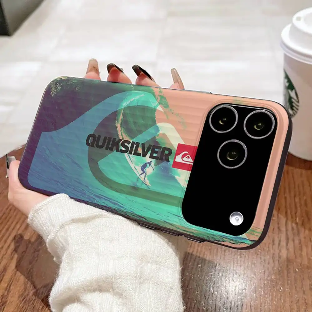 Фото Мягкий гофрированный чехол для телефона Q-QuiksilverS LOGO для IPhone 11 12 13 14 15 16 17 Pro Max Plus Pro, противоударный чехол №4