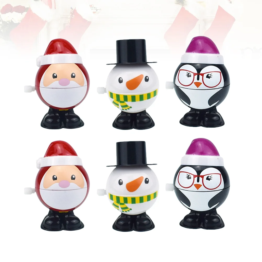 

6pcs Christmas Clockwork Fun Christmas Clockwork Wind-up Jumping Opening Mouth for Kids