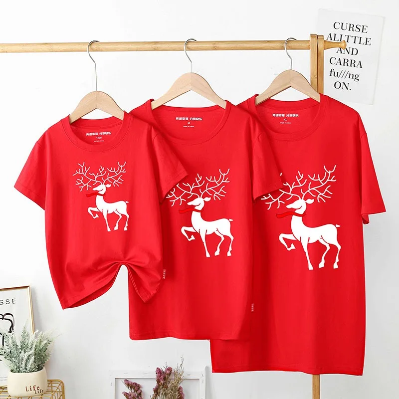 

Family Christmas T-shirt 2021 Sleepwear Pajamas For Girls Pajama Kigurumi Children's Bathro Nightgown Pajama T-shirt X-mas