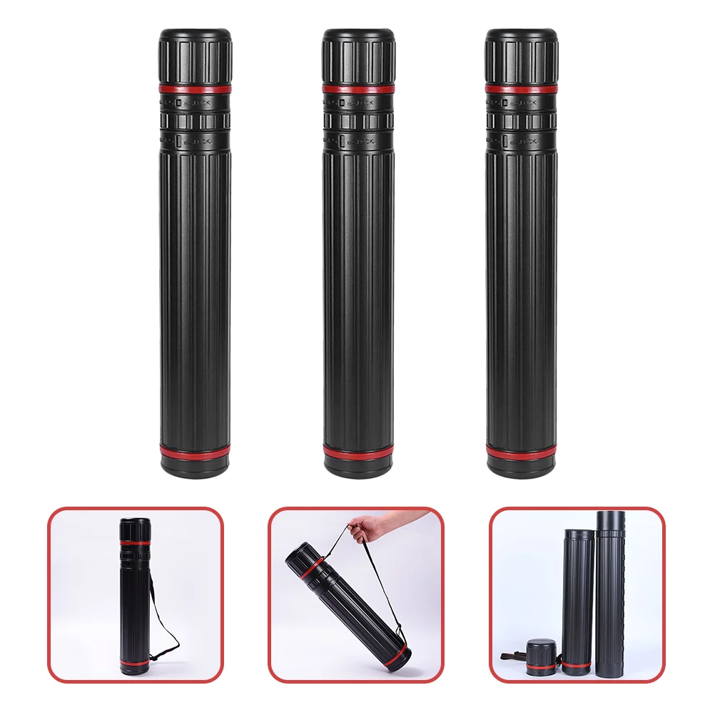 

3 Pcs Expandable Suitcase Telescopic Painting Tube Drawing Storage 6.5X6.5X45CM Paper Poster Black Plastic Strap Mailing