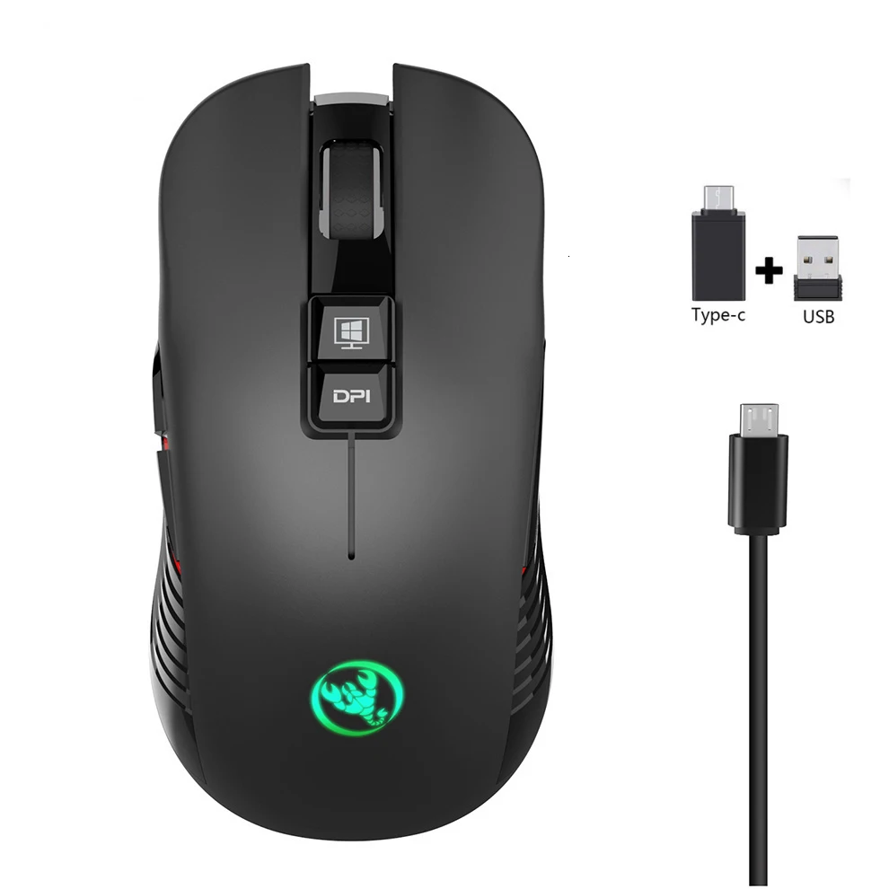 Мышь Компьютерная аккумуляторная беспроводная, 2,4 ГГц, USB Type-C, 3600DPI, 7 кнопок