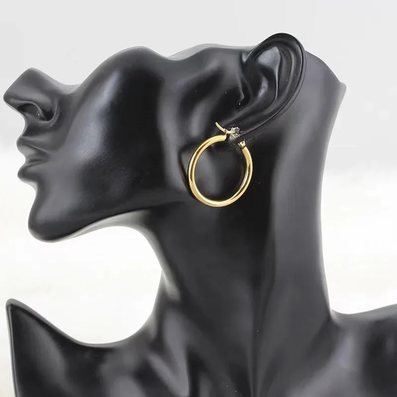 Showfay простые шикарные серьги-кольца из нержавеющей стали золотого цвета для