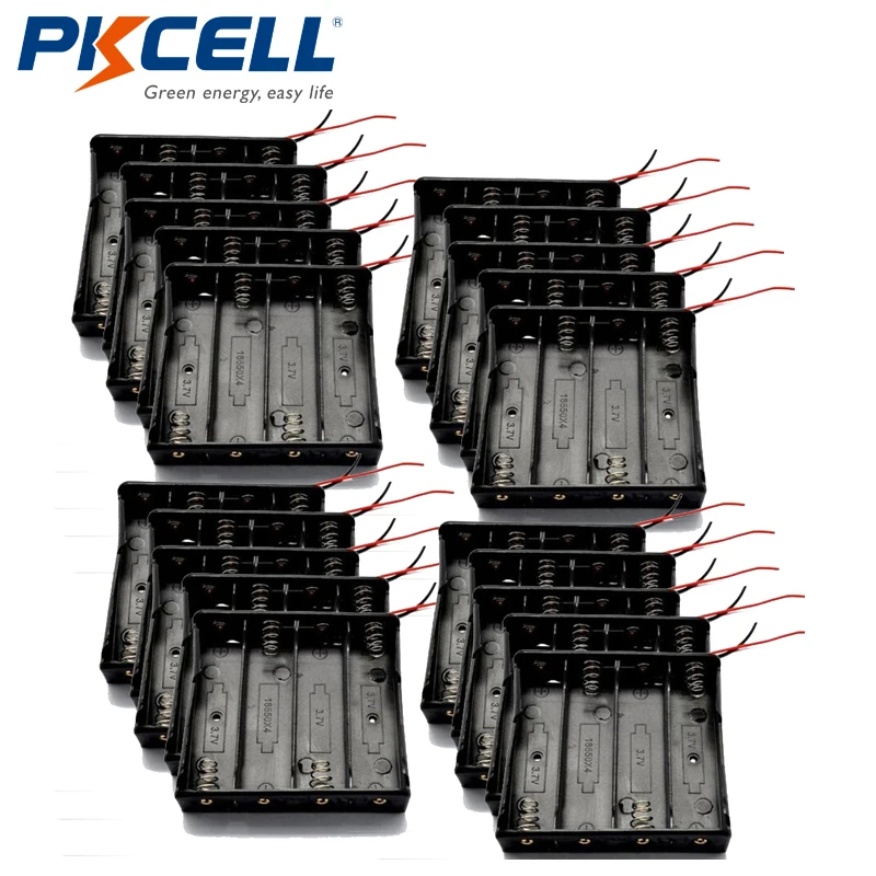 

Черный пластиковый держатель аккумулятора PKCELL 20 шт., 18650 дюйма, 4 ячейки