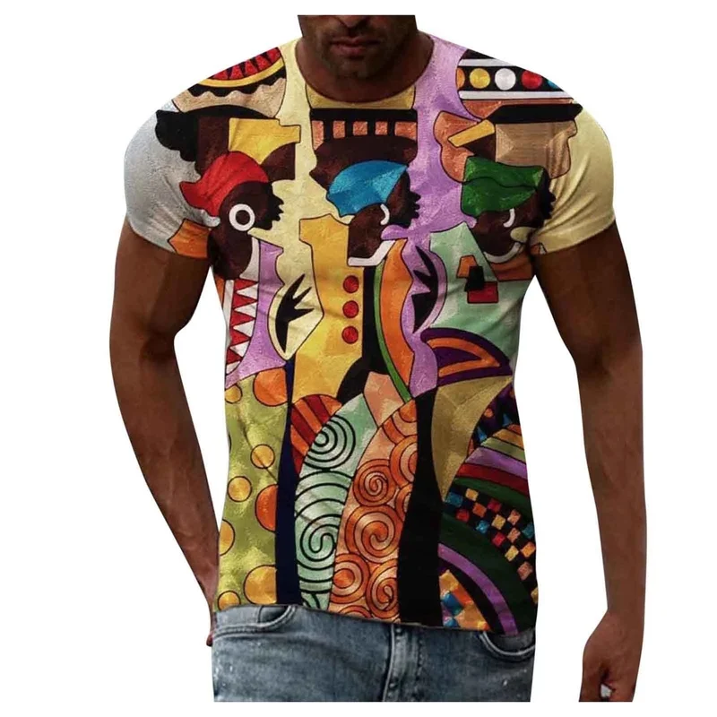 

2021 New Casual Men T-Shirt Retro O Neck Short Sleeve Printed Tops Daily Fashion Leisure Male Tops Streetwear Spring Summer