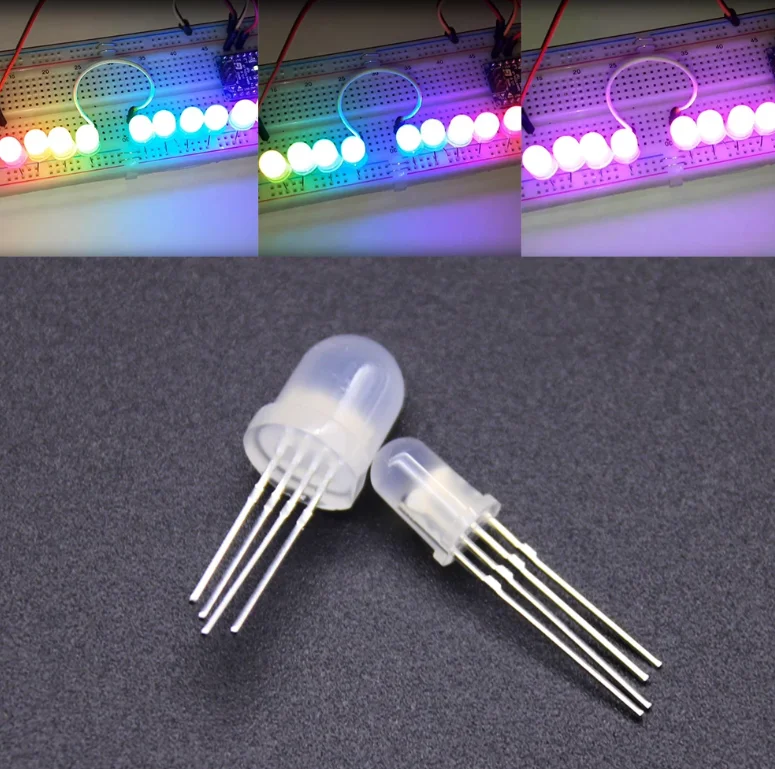 

DC5V 5mm 8mm Round RGB Full Color Neon Pixel IC APA106 F5 F8 RGB Led Beads Arduino Frosted Led Chips Like WS2811 WS2812 WS2812B