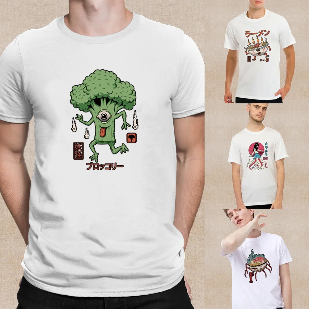 

Мужские летние футболки 2022, Повседневный пуловер, модный топ с круглым вырезом и коротким рукавом, Милая футболка с принтом монстра, молодеж...