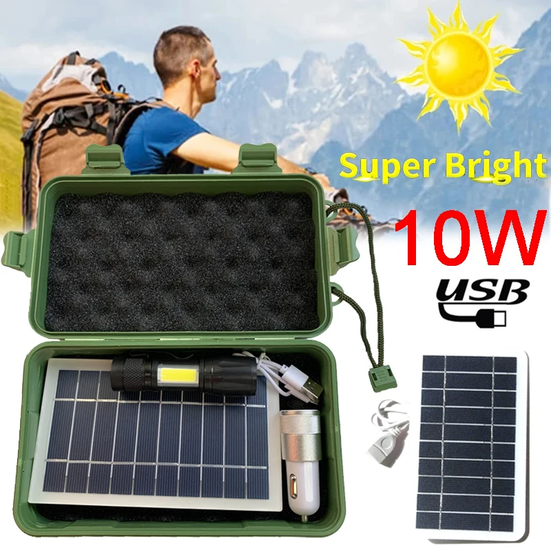 

LED Flashlight USB Rechargeable Have Built In Battery Portable Mini COB LED ZOOM Flashlight Outdoor Waterproof Hunting Torch Set