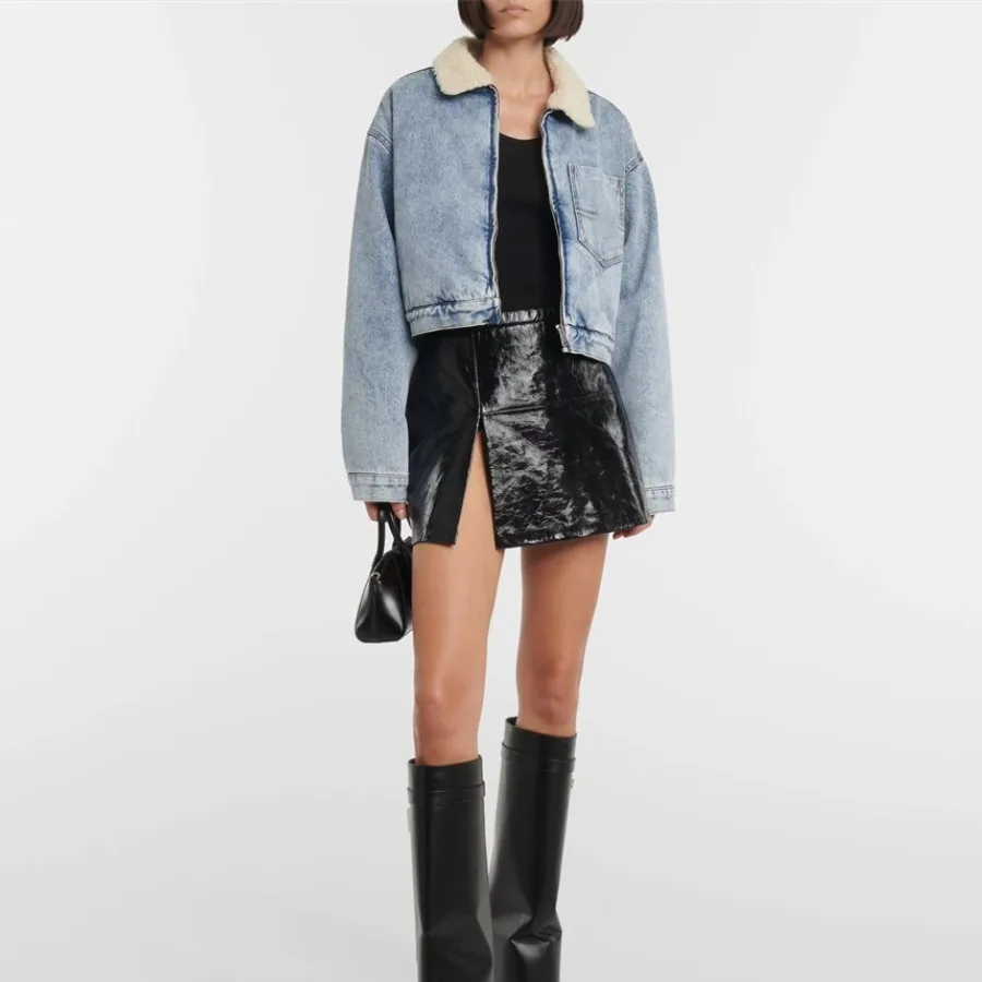 

Women's denim jacket 2023 fall and winter new Korean fashion lamb's wool women's top cotton thick coat women jacket y2k