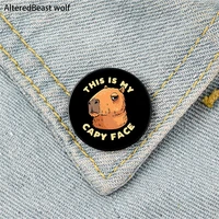 this is my capy face printed pin custom funny brooches shirt lapel bag cute badge cartoon jewelry gift for lover girl friends