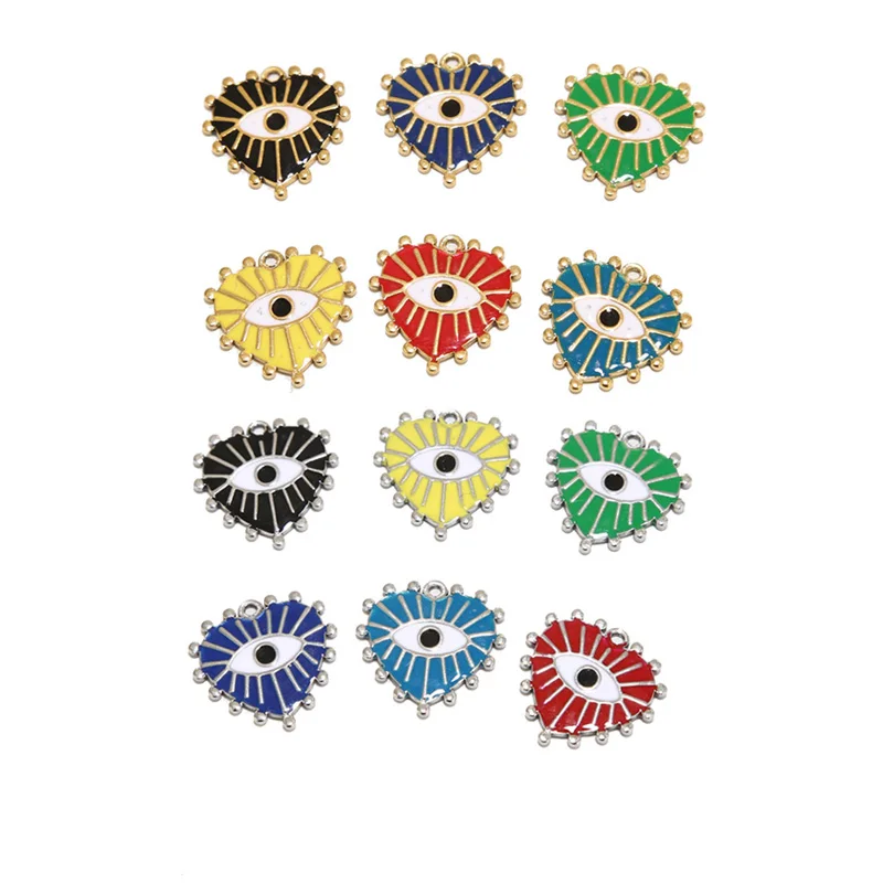 5 шт. Нержавеющая сталь эмалированные турецкие подвески для глаз красочные подвески в форме сердца в форме сердца для браслета ожерелья поставки ювелирных изделий