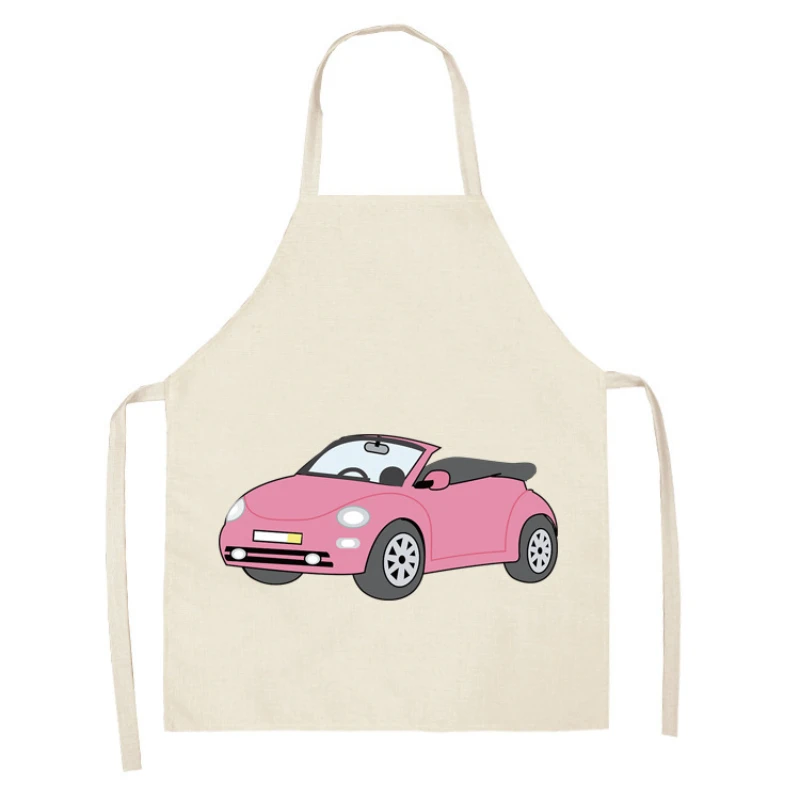 Детский Льняной Фартук без рукавов с мультяшным рисунком автомобиля домашний