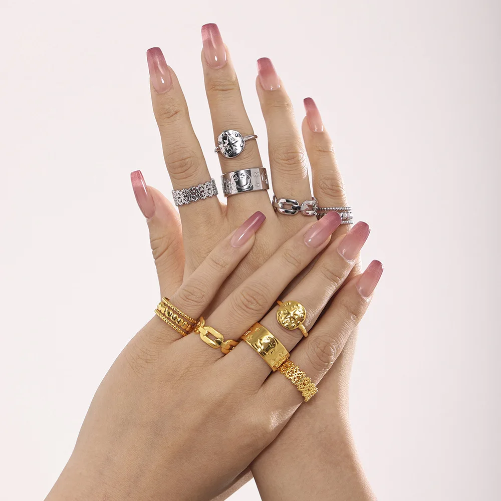 Ежедневные открытые кольца из нержавеющей стали для женщин позолоченное