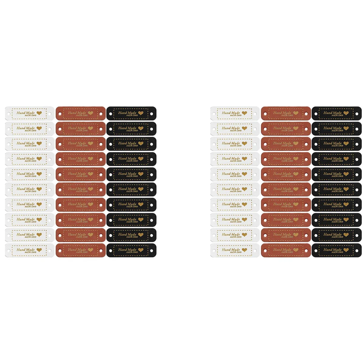 

120Pcs Handmade PU Leather Tags Faux Leather Sew on Labels Embellishment Knit Accessories with Holes for DIY Crafts