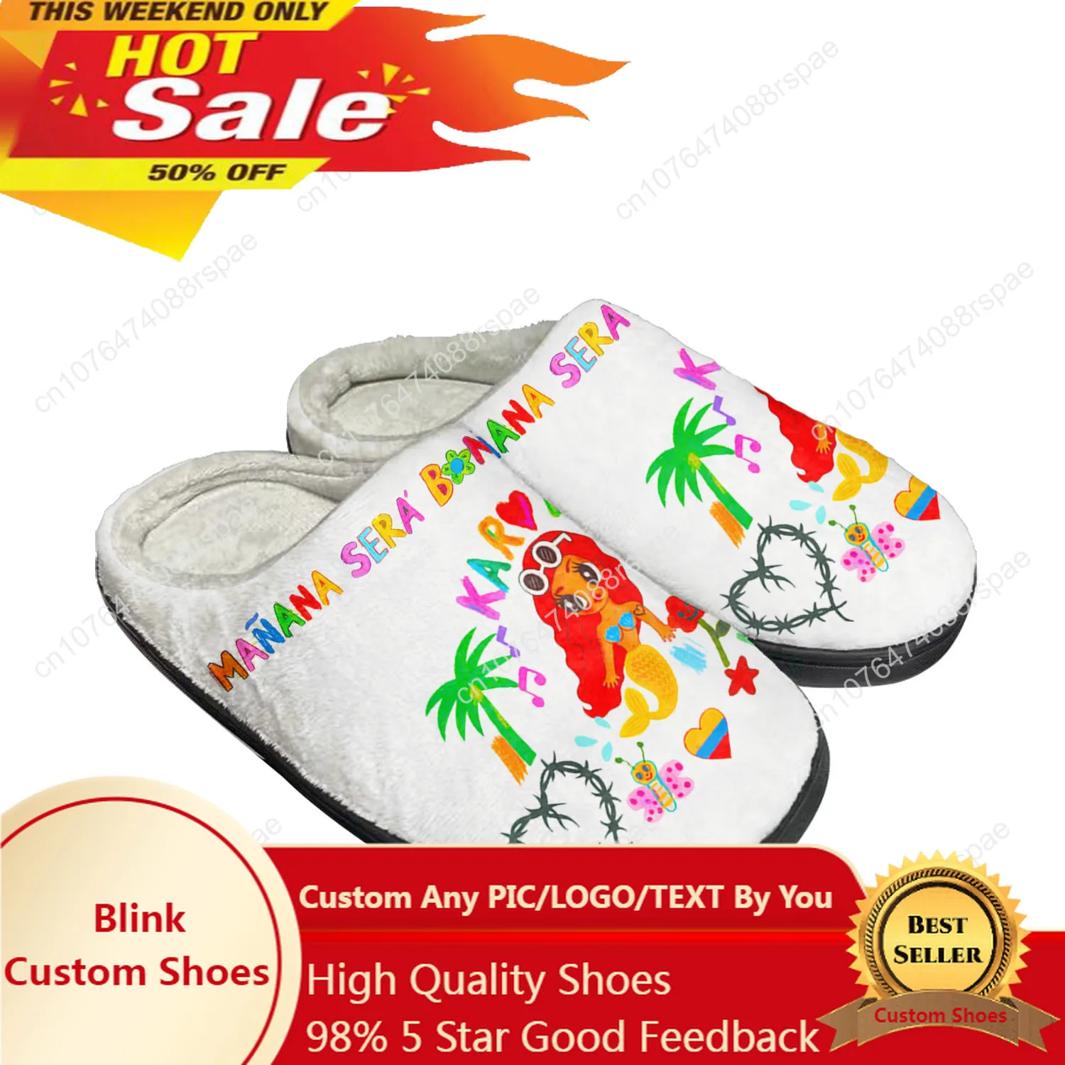 

Manana Sera Bonito Karol G Home Cotton Custom Slippers Mens Womens Sandals Plush Bedroom Casual Keep Warm Shoes Thermal Slipper