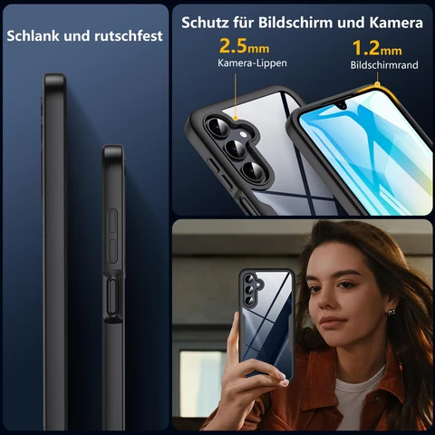 360-градусный чехол для Samsung Galaxy A17 A16 A26 A36 A56 A15 A25 A35 A55 A14 A54 A24 A34 A06 A05 A07 M36 Bult-in Защитная пленка для экрана