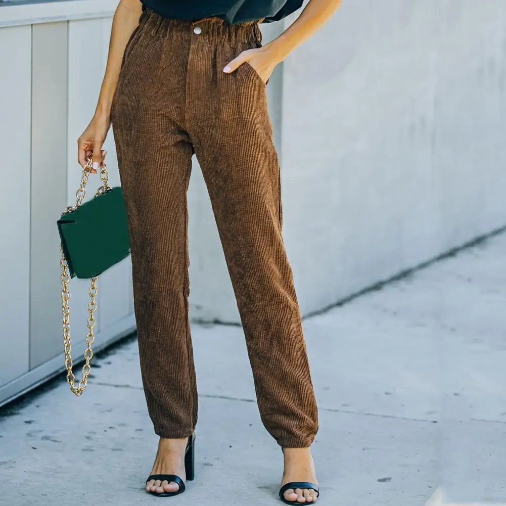 

Зимние женские брюки на молнии, стильные вельветовые плотные теплые модные эластичные женские брюки-карандаш для свиданий