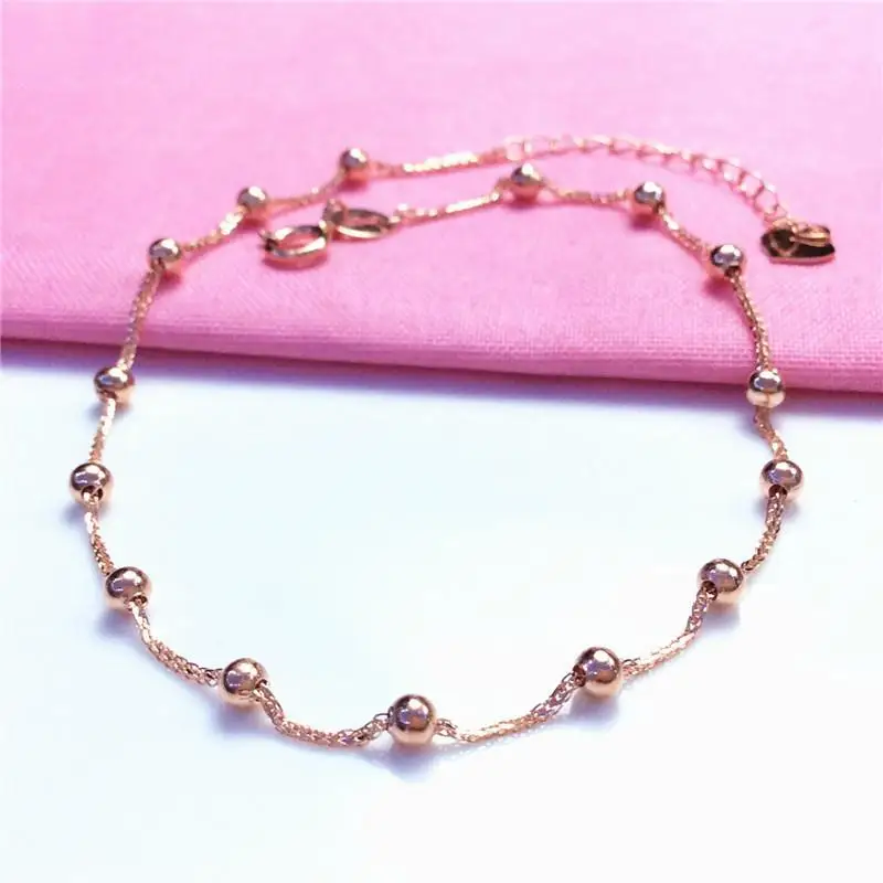 

Jewelry Pure Russian Simple Women's Purple Gold Bracelet Simple Beads Solid Rose Gold Luxury Jewelry Couple Bracelet