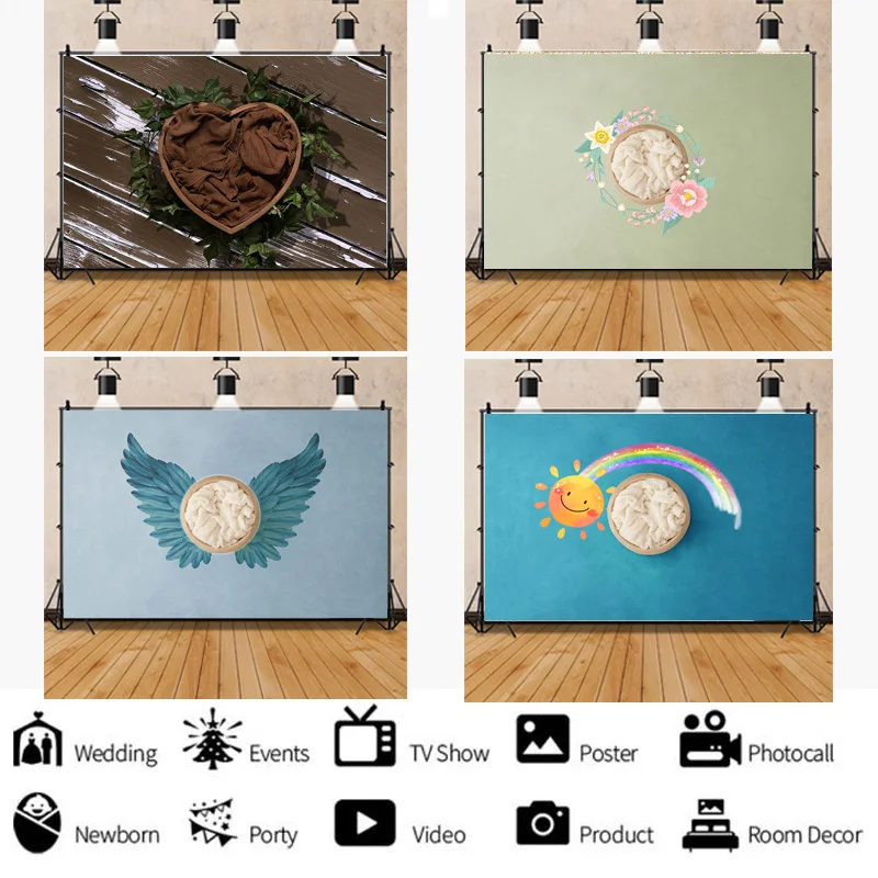 

Neonatal Portrait Photography Background Flowers Swing Birthday Art Background Baby Photo Gallery Props LET-02