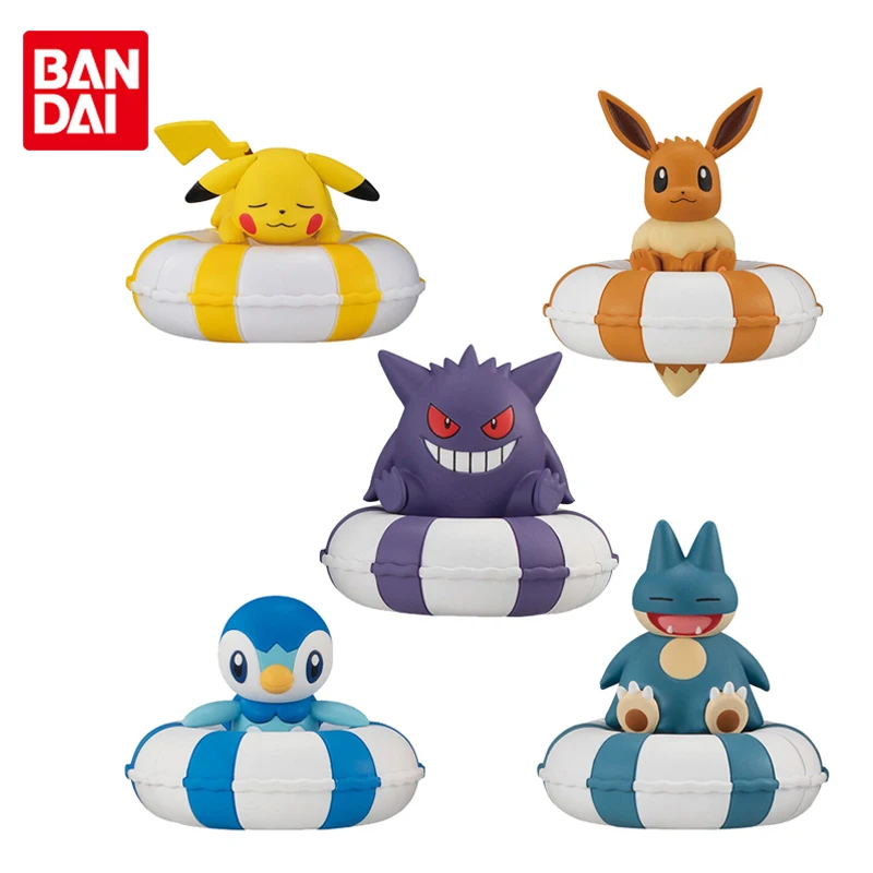 

Bandai Genuine Gashapon Pokemon Swimming Ring Pikachu Eevee Gengar Piplup Snorlax Anime Action Figure Toys for Children Gifts