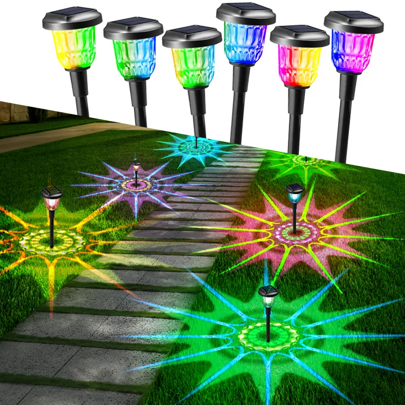 

Фонари для динамического сада, освещение с питанием от солнечной батареи, изменение цвета, RGB Освещение для дорожек, уличная водонепроницаемая лампа для газона, с датчиком освещения ландшафта