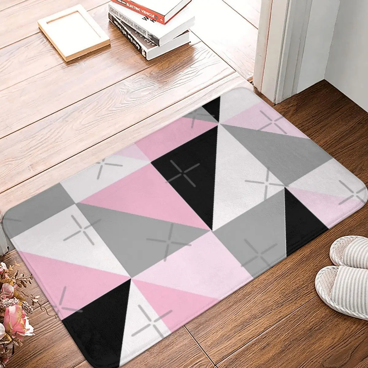 

Pink, White, Gray And Black Geometric 60x40cm Carpet Polyester Floor Mats Popular Living Room Gifts