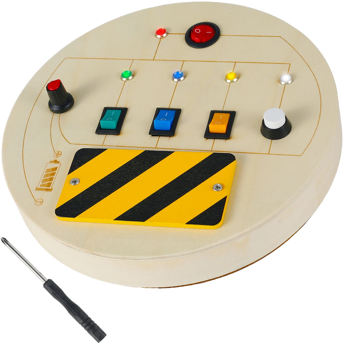 

LED Light Busy Board Wooden Button Switch Sensory Activity Board Toy Basic Life Skills Learning Early Educational Montessori Toy