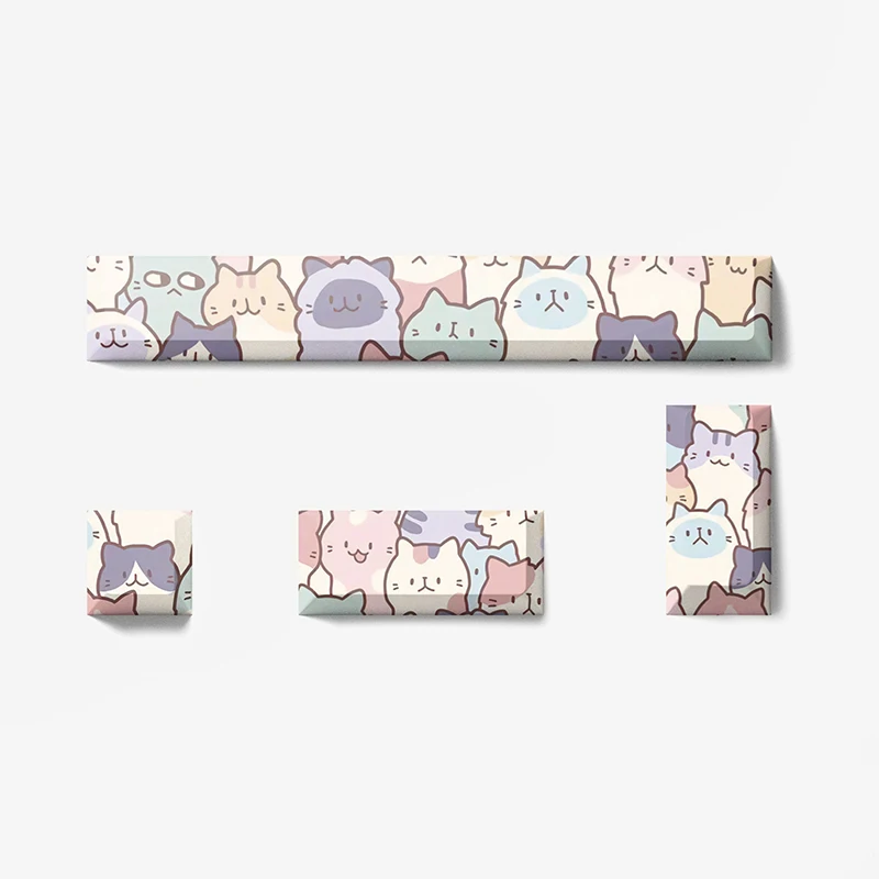 

4 PCS 5-Side Dye-Sub PBT Keycaps Cute Cat Keys Spacebar Kawaii Cherry Profile Fit Cherry MX Switches On Mechanical Keyboard