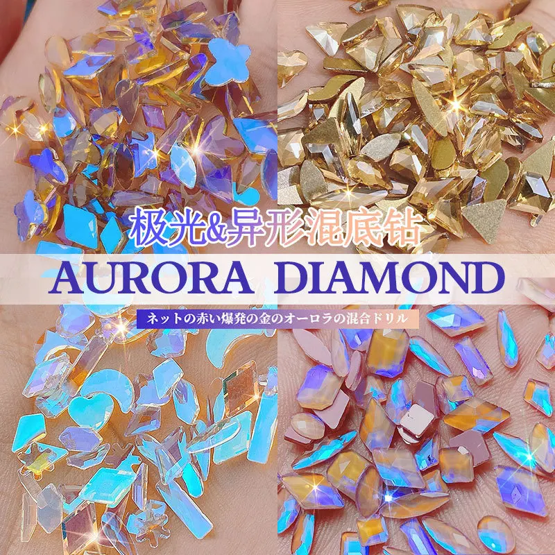 

100pcs Mixed Nail Art Accessories 3D Rhinestones Decoration Nail Stone Aurora Phantom Crystal Diamonds Drills