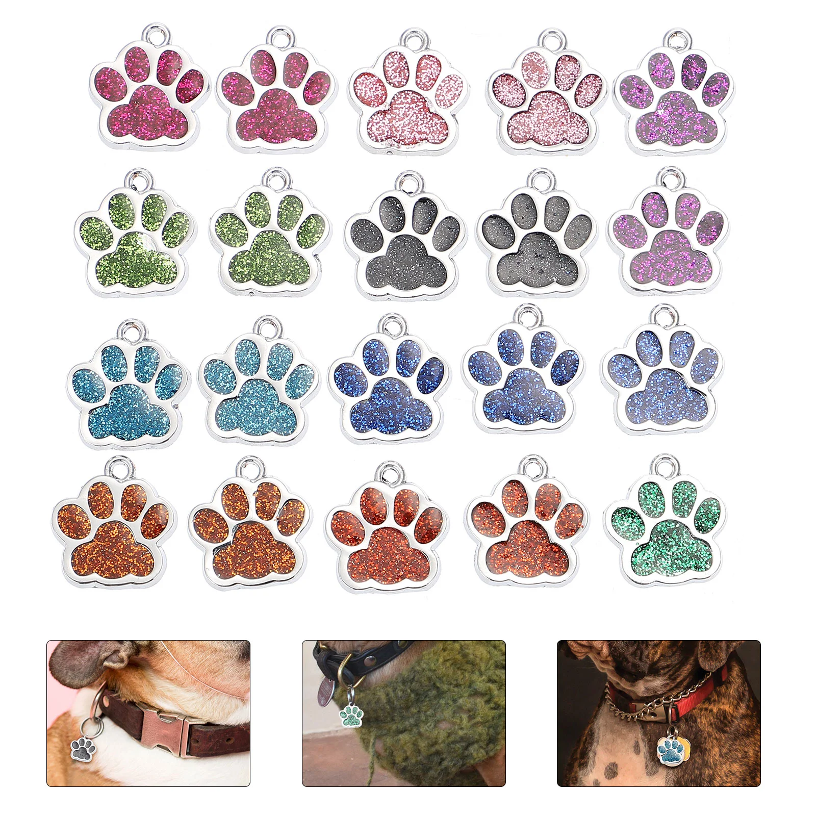 

20 Pcs Puppy Id Badges Metal Tags Cat Collar Pendant Present Pets Pet Pendant ID Card Foot Dog Alloy Pet Dog accessories