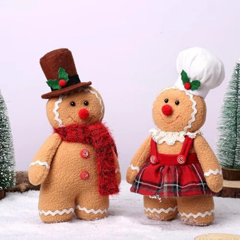 

2PCS Christmas Gingerbread Plush Doll Gingerbread Man Plush Toys Christmas Gingerbread Plush Doll