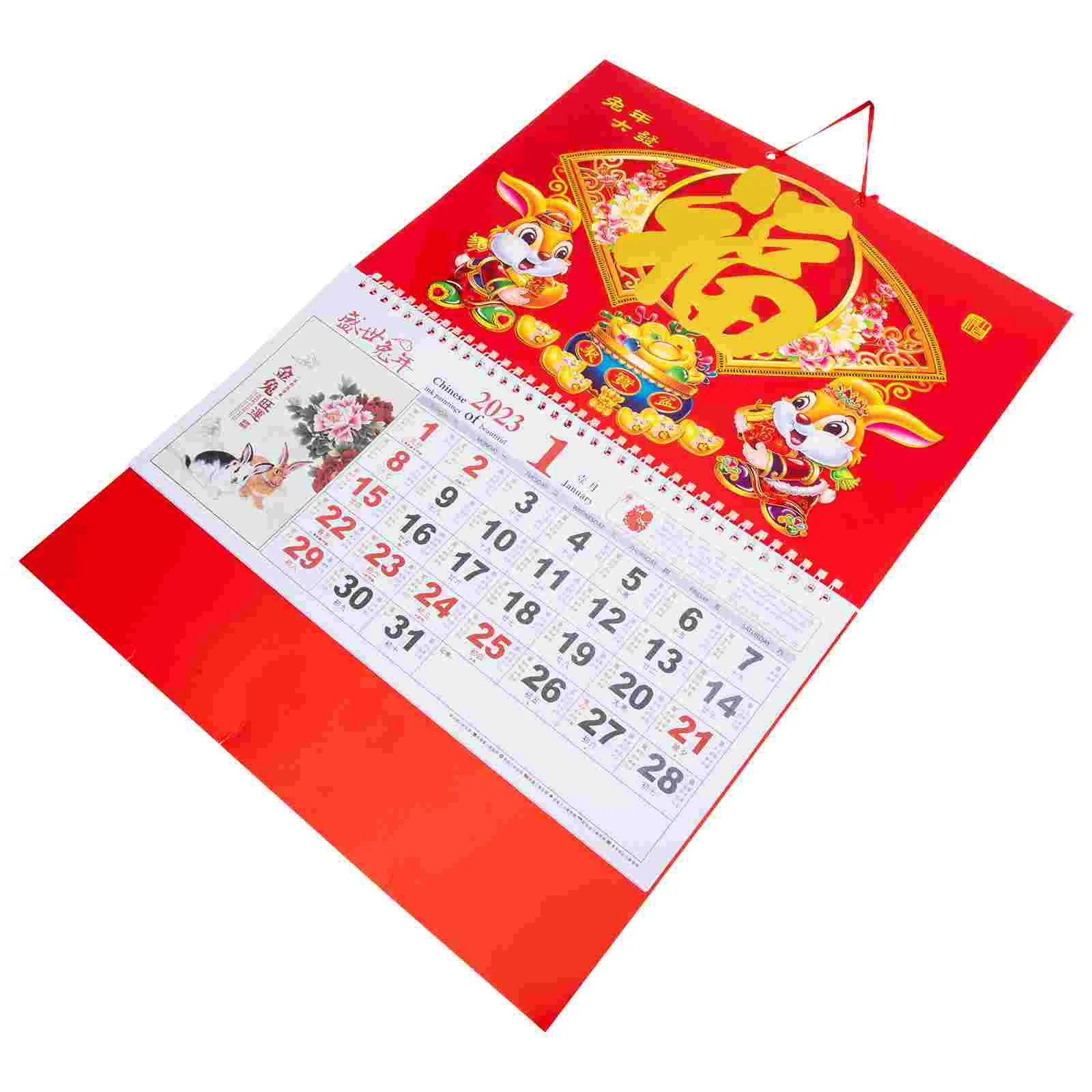 

Calendar Chinese Year 2023 Rabbit Newthe Lunar Wall Traditional Calendars Hanging Home Dailymonthly Pendant Happy Decoroffice